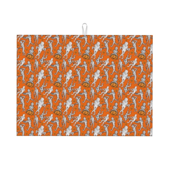 Kdxio Halloween Mummy for Dish Drying Mat,24*18 inch Absorbent Dish Drainer Kitchen Counter,Large Size Dish Drying Pad for Countertops,Draining Racks