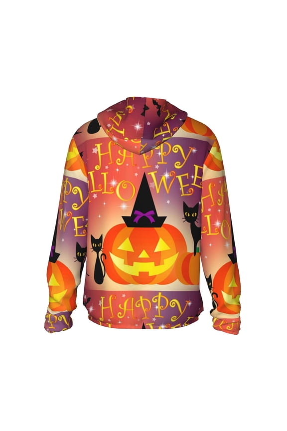 Halloween Pumpkin Print Women Men Sun Protection UPF 50+ Jackets Zip Up Long Sleeve Hoodie Hiking Lightweight with Pockets