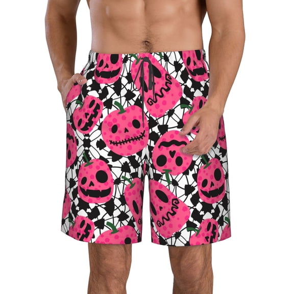 Kdxio Halloween Pumpkins Pattern Mens Casual Shorts - Drawstring Summer Beach Sports Shorts for Men