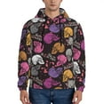 thumbnail image 1 of Kdxio Halloween Skeleton Print Mens Casual Hooded Collar Drawstring Hoodies Pullover Sweatshirts Casual Long Sleeve Shirts-XX-Large, 1 of 7