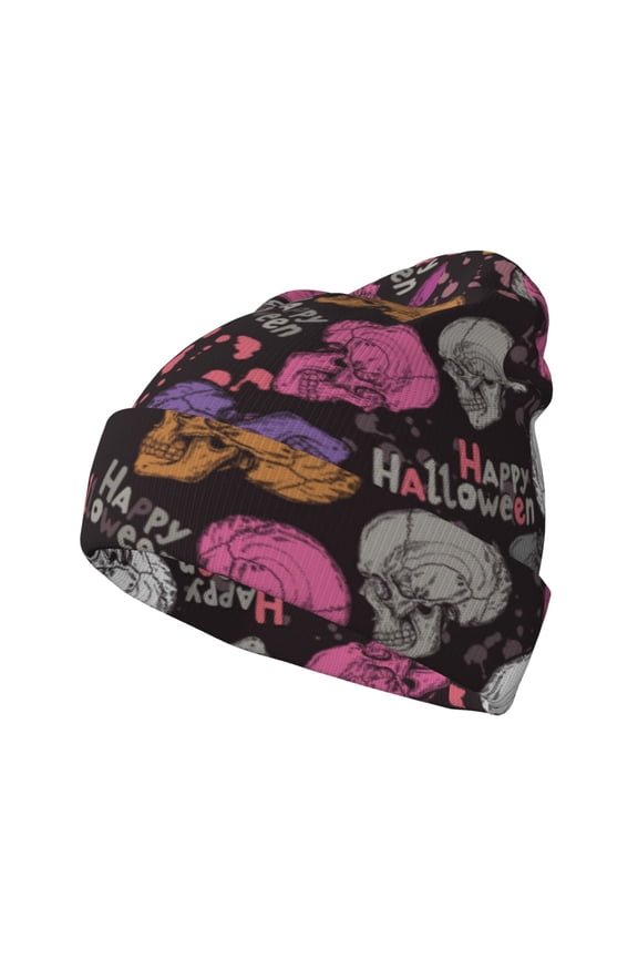 Halloween Skeleton Winter Beanie for Men Women Beanie Knit Hat Cuffed Cap Beanie Knit Chunky Snow Cap