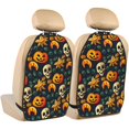 thumbnail image 1 of Kdxio Halloween Skull Print 2 Pack Car Kick Mat Seat Cover Back Protector Mat with Pockets for Organizer Backseat Protector and Storage Anti Kick Pad for Vehicles, 1 of 1