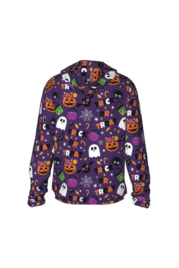 Halloween Sweet Candy Print Women Men Sun Protection UPF 50+ Jackets Zip Up Long Sleeve Hoodie Hiking Lightweight with Pockets