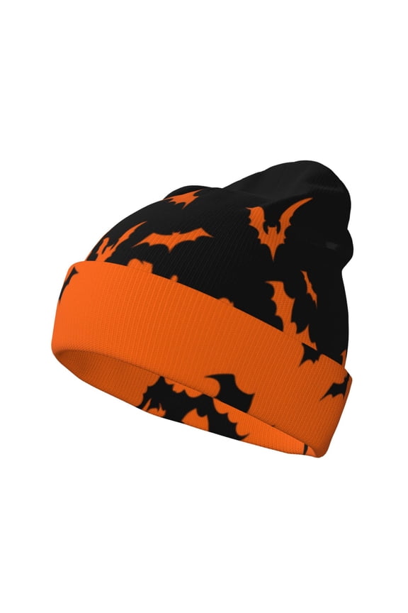 Halloween With Black Bats Winter Beanie for Men Women Beanie Knit Hat Cuffed Cap Beanie Knit Chunky Snow Cap