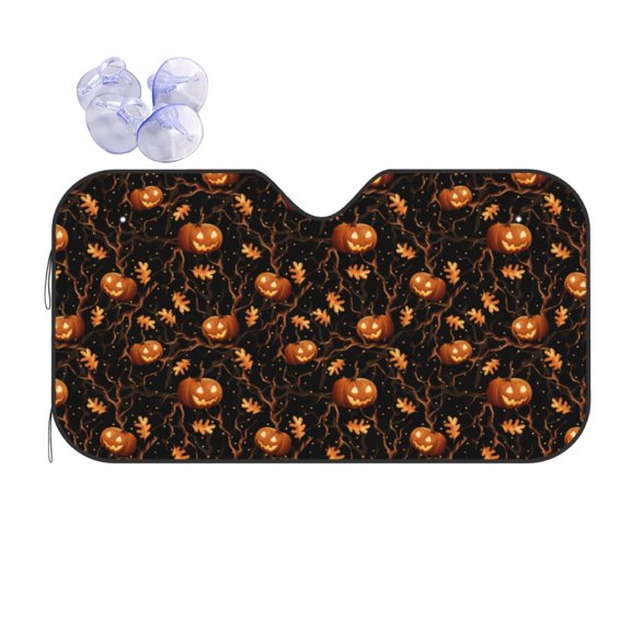 Kdxio Halloween With Pumpkins Print Front Windshield Sun Shade,Folding Auto Sunshade for Car Truck SUV-Medium