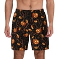 thumbnail image 1 of Kdxio Halloween With Pumpkins Print Men's Swim Trunks with Compression Liner 7 Inch Inseam Quick Dry Swim Shorts, 1 of 5