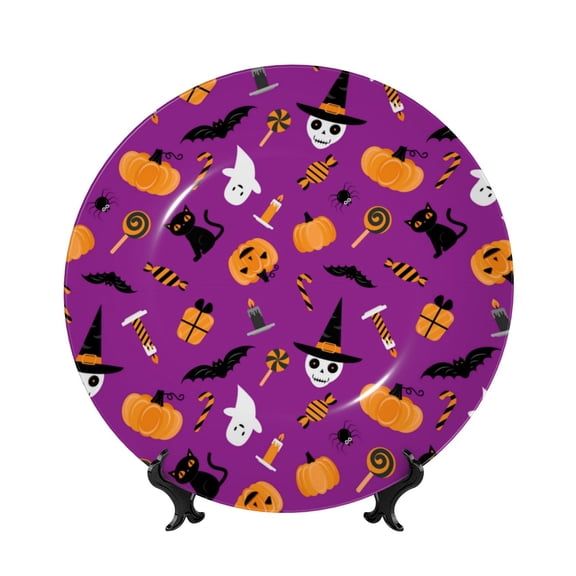 Kdxio Halloween2 Bone China Decorative Plate Ceramic Decorative Plate for Home Office Wall Stand Decorative Plates for Home Bedroom-10in