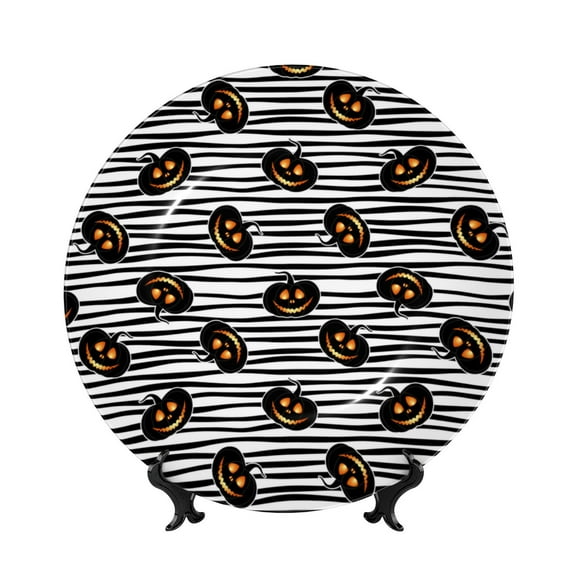 Kdxio Haloween Pumpkins Bone China Decorative Plate Ceramic Decorative Plate for Home Office Wall Stand Decorative Plates for Home Bedroom-10in