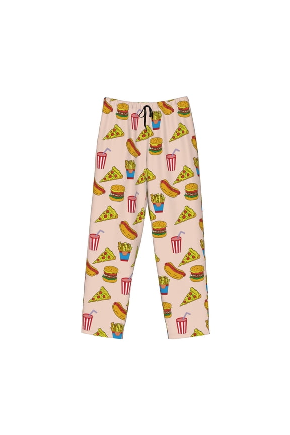 Hamburger Pizza Coke Print Men's Sleep Pajama Pant Lounge Pants with Pockets