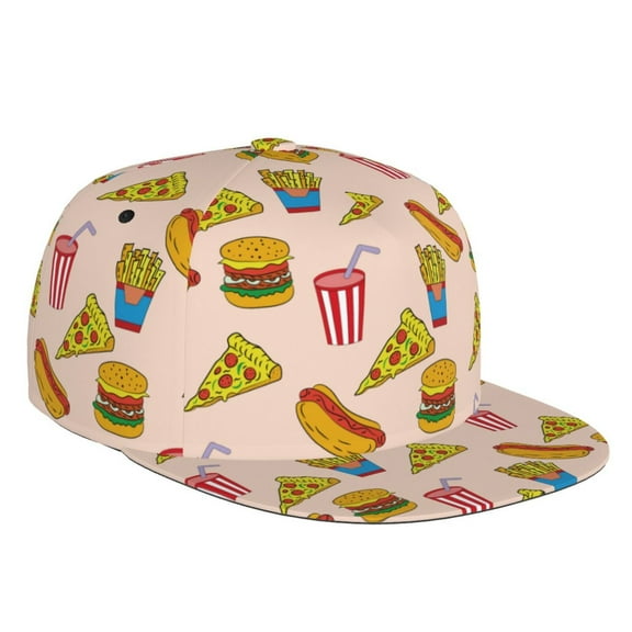 Kdxio Hamburger Pizza Coke Print Snapback Hat for Men Women,Adjustable Baseball Cap