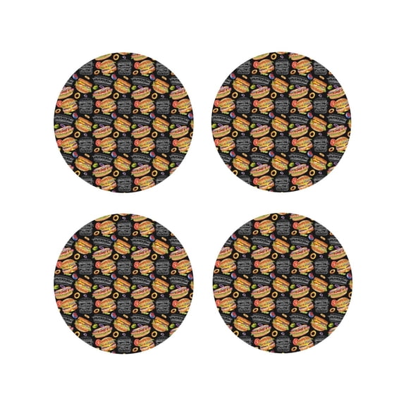 Kdxio Hamburgers Hot Dogs Funny Coasters,4 Pcs Leather Coasters,Housewarming Gifts,Protect Furniture from Water Marks Scratch and Damage