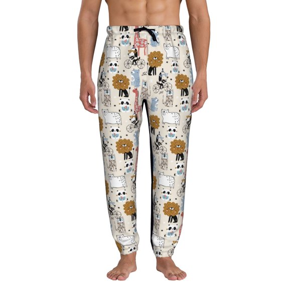Kdxio Hand Drawn Animals Pattern Joggers,Sweatpants for Men with Pockets-3X-Large