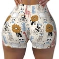 thumbnail image 1 of Kdxio Hand Drawn Animals Print Workout Shorts for Women Seamless Soft Smooth Gym Yoga Scrunch Active Shorts, 1 of 9