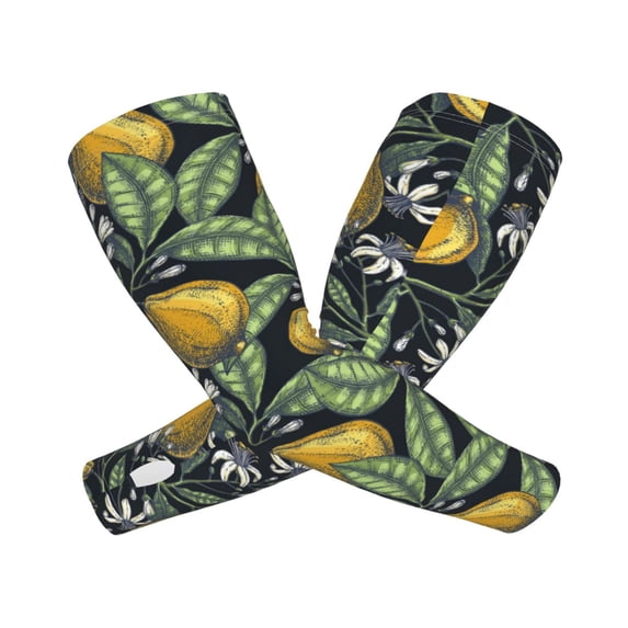 Kdxio Hand Drawn Citrus Fruits Elegant Lemons Print UV Sun Protection Arm Sleeves - Tattoo Cover Up - Basketball Arm Sleeve UPF 50 Cooling for Men Women
