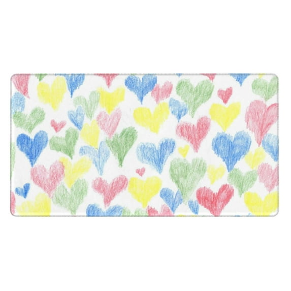 Kdxio Hand Drawn Colored Hearts Print Large Gaming Mouse Pad,Non-Slip Base,Water Resist Keyboard Pad for Gamer,Office & Home,29.5 x 15.8 in