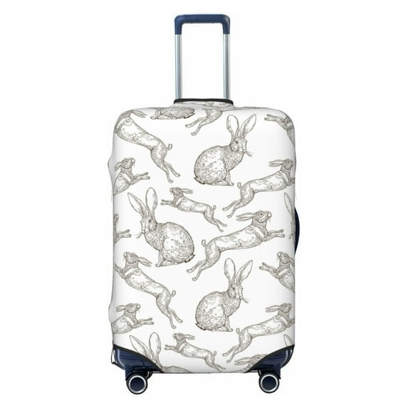 Kdxio Hand Drawn Rabbit Pattern Luggage Cover for Travel,Elastic and Durable,Fits 18-32 Inch,-No luggage included