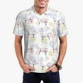 thumbnail image 1 of Kdxio Hand Drawn Rabbit Print Men's Short Sleeve Polo Shirt,Midweight Men's Shirt, 1 of 6
