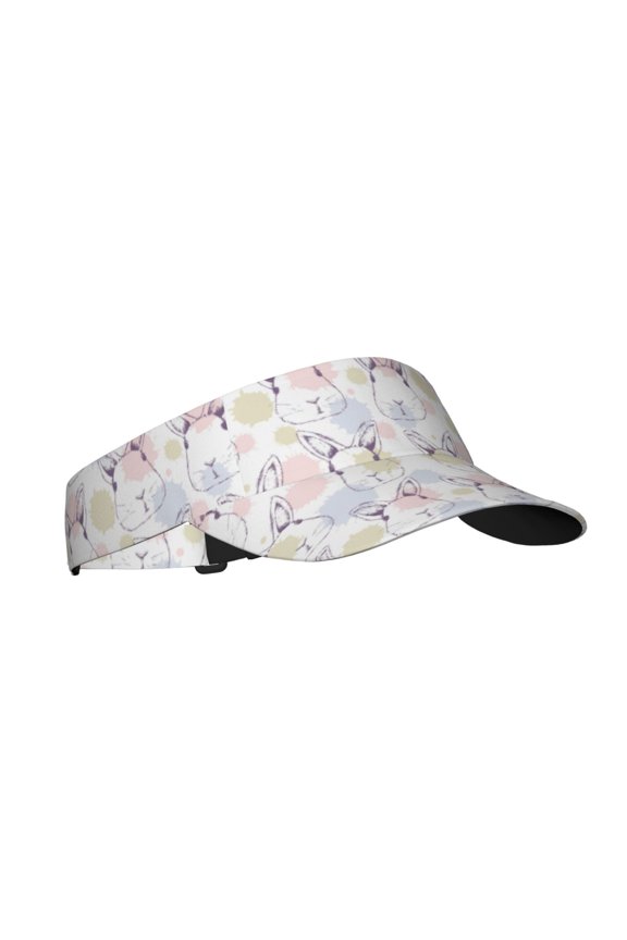 Hand Drawn Rabbit Print Sun Visor Hat Golf Visor Adjustable Velcro Outdoor Sports Cap for Men Women