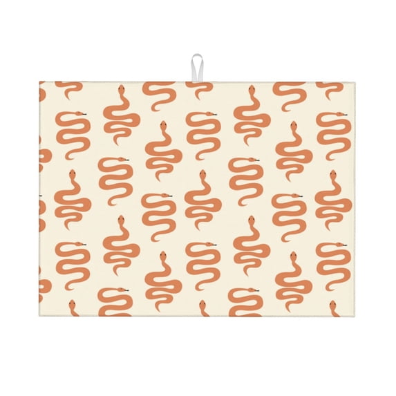 Kdxio Hand Drawn Snake for Dish Drying Mat,24*18 inch Absorbent Dish Drainer Kitchen Counter,Large Size Dish Drying Pad for Countertops,Draining Racks
