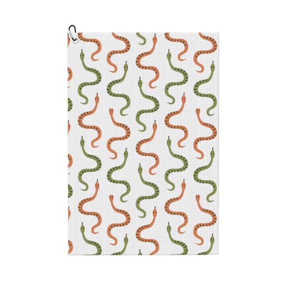 Kdxio Hand Drawn Snake Pattern Golf Towel (24" X 16") with Carabiner Clip - The Convenient Golf Cleaning Towel