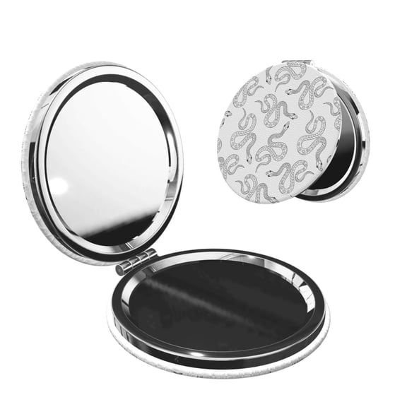 Kdxio Hand Drawn Snake Pocket Mirror, 1X/2X Travel Makeup Mirror 2-Sided Folding Small Mirror Portable Double-Sided Magnifying Cosmetic Mirror for Gift-Round Shape