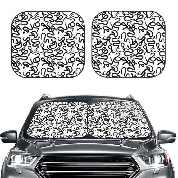 Kdxio Hand Drawn Snake Print 2-Piece Sun Shade Front Windshield - Foldable Car Front Window Sunshades for Most Sedans SUV Truck