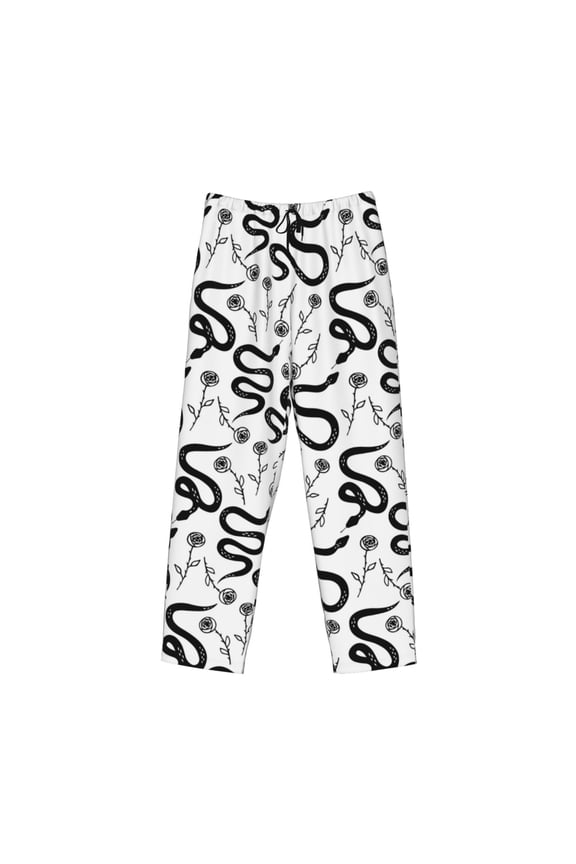 Hand Drawn Snake Print Men's Sleep Pajama Pant Lounge Pants with Pockets