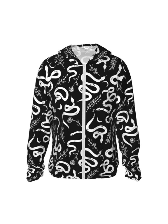 Hand Drawn Snake Print Women Men Sun Protection UPF 50+ Jackets Zip Up Long Sleeve Hoodie Hiking Lightweight with Pockets