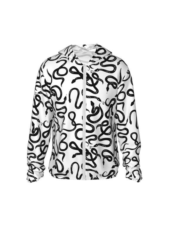 Hand Drawn Snake Print Women Men Sun Protection UPF 50+ Jackets Zip Up Long Sleeve Hoodie Hiking Lightweight with Pockets
