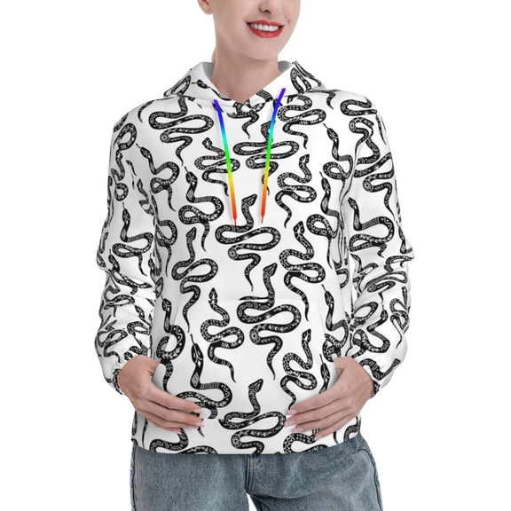 Kdxio Hand Drawn Snake Print Womens Oversized Hoodies Sweatshirts Hooded Pullover Tops Sweaters Casual-Medium