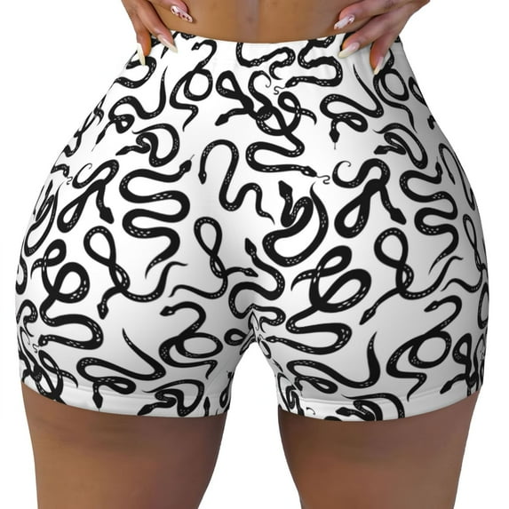 Kdxio Hand Drawn Snake Print Workout Shorts for Women Seamless Soft Smooth Gym Yoga Scrunch Active Shorts