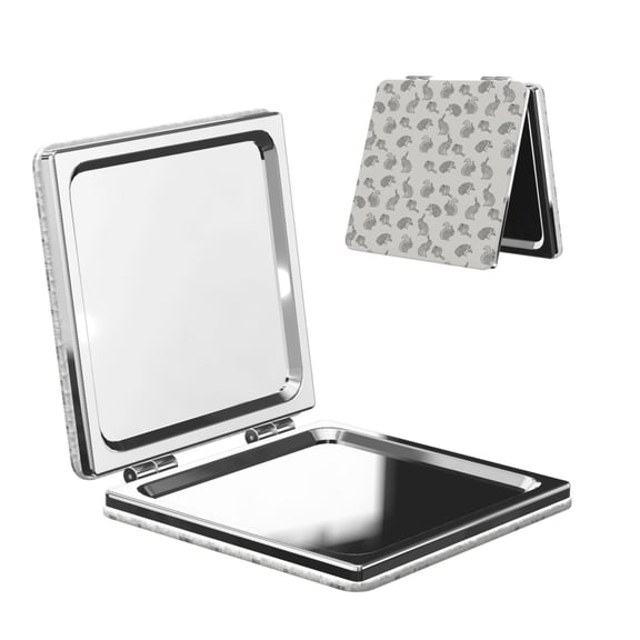Kdxio Hand Drawn Squirrel Pocket Mirror, 1X/2X Travel Makeup Mirror 2-Sided Folding Small Mirror Portable Double-Sided Magnifying Cosmetic Mirror for Gift-Square
