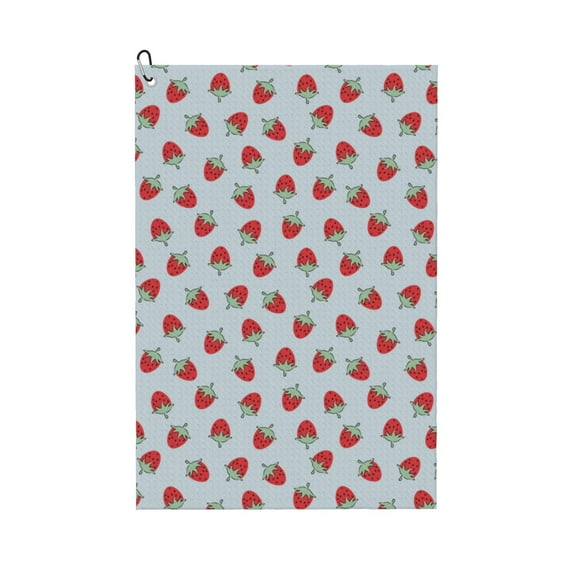 Kdxio Hand Drawn Strawberry Pattern Golf Towel (24" X 16") with Carabiner Clip - The Convenient Golf Cleaning Towel
