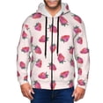 thumbnail image 1 of Kdxio Hand Drawn Strawberry Print Men Hoodies Casual Hoodies for Men with Zip Pockets Full Zip Long Sleeve Sweatshirt Sports Hooded Jacket-Small, 1 of 5
