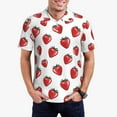 thumbnail image 1 of Kdxio Hand Drawn Strawberry Print Men's Short Sleeve Polo Shirt,Midweight Men's Shirt, 1 of 6