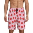 thumbnail image 1 of Kdxio Hand Drawn Strawberry Print Mens Sleep Shorts Bottoms Soft Comfy Pajama Wear Pants with Drawstring Pockets, 1 of 7