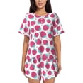 thumbnail image 1 of Kdxio Hand Drawn Strawberry Print Pajamas Sets for Women Short-Sleeved Pjs with Lounge Shorts Two Piece Sleepwear S-4XL, 1 of 9