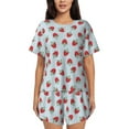 thumbnail image 1 of Kdxio Hand Drawn Strawberry Print Pajamas Sets for Women Short-Sleeved Pjs with Lounge Shorts Two Piece Sleepwear S-4XL, 1 of 9