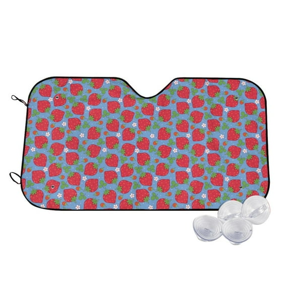 Kdxio Hand Drawn Strawberry Print Windshield Sun Shade,UV Rays and Sun Heat Protection,Sunshade for Car Windshield,Car Shade Front Windshield - Medium