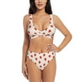 thumbnail image 1 of Kdxio Hand Drawn Strawberry Print Women's 2 Piece High Waisted Wrap Spaghetti Strap Summer Swimsuit Bikini Set-Medium, 1 of 7