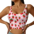 thumbnail image 1 of Kdxio Hand Drawn Strawberry Print Workout Crop Tank Top for Women Racerback Yoga Tank Tops Athletic Sports Shirts Exercise Undershirts, 1 of 9