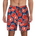 thumbnail image 1 of Kdxio Hand Drawn Tomatoes Print Men's Swim Trunks with Compression Liner 7 Inch Inseam Quick Dry Swim Shorts, 1 of 7