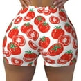 thumbnail image 1 of Kdxio Hand Drawn Tomatoes Print Workout Shorts for Women Seamless Soft Smooth Gym Yoga Scrunch Active Shorts, 1 of 9