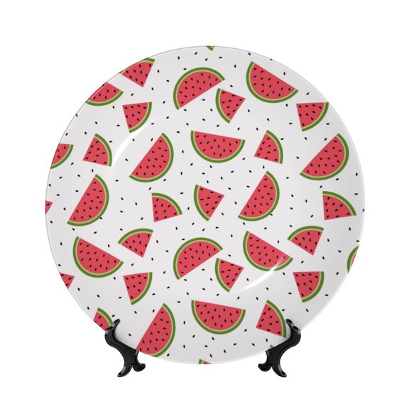 Kdxio Hand Drawn Watermelon Bone China Decorative Plate Ceramic Decorative Plate for Home Office Wall Stand Decorative Plates for Home Bedroom-6in