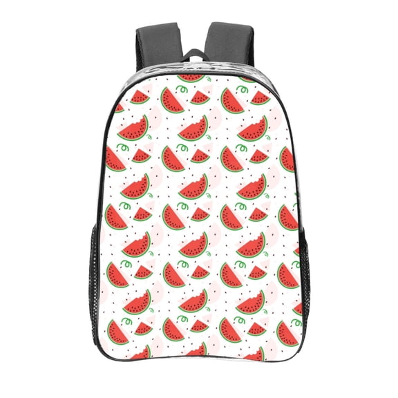 Kdxio Hand Drawn Watermelon Clear Backpack, Transparent Bookbag for School for Women Men, Capacity Clear Bag for College, Travel