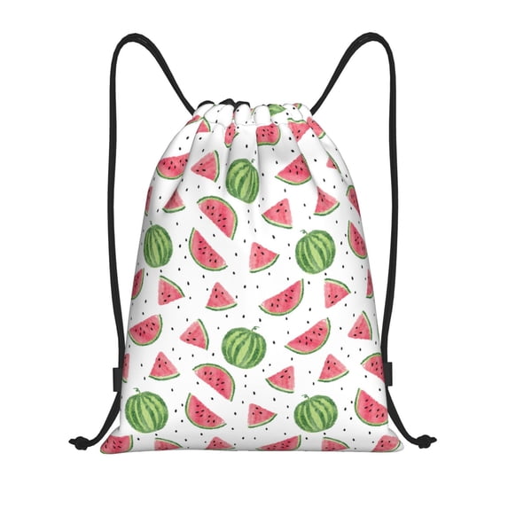Kdxio Hand Drawn Watermelon Print Drawstring Backpack Bag,Waterproof Draw String Back Sack, Gym Drawstring Bags Swim Bag For Unisex