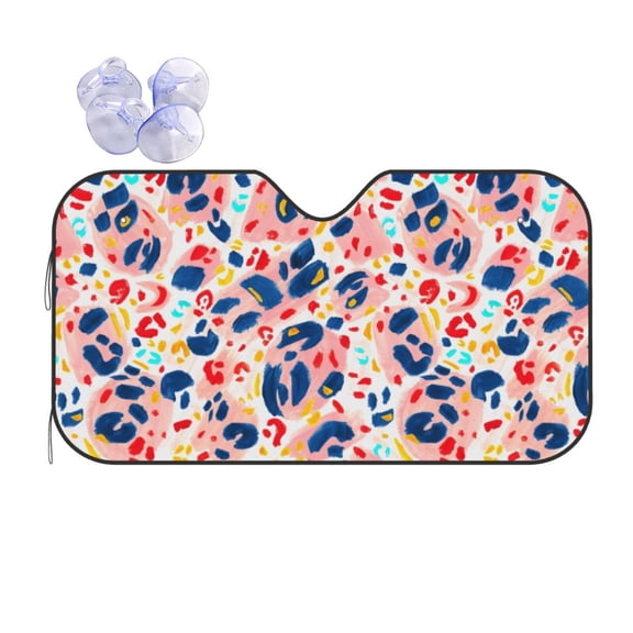 Kdxio Hand Painted Abstract Leopard Print Print Front Windshield Sun Shade,Folding Auto Sunshade for Car Truck SUV-Small