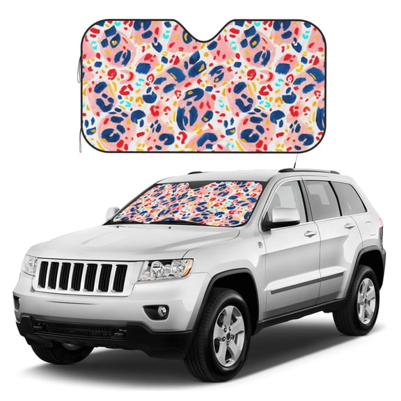 Kdxio Hand Painted Abstract Leopard Print Print Windshield Sun Shade, Foldable Sun Blocker for Car,Truck,SUV Automotive Interior Sun Protection,Reflective Shade for Front Windshield(Medium)