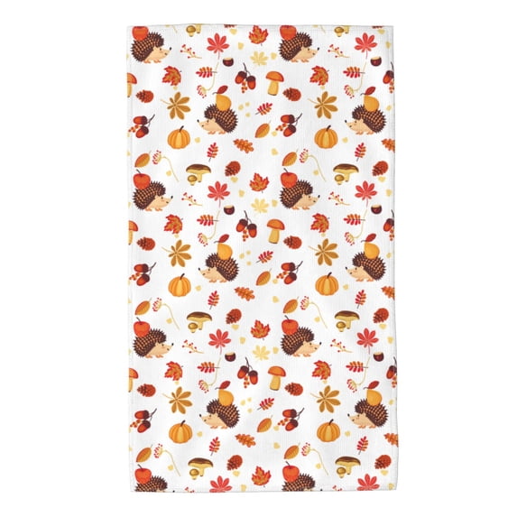 Kdxio Hand Towel Autumn Maple Leaf with Hedgehog for Bathroom Kitchen Fingertip Bath Towels 27.5 x 16 Inch Home Hotel Gym Laundry Room