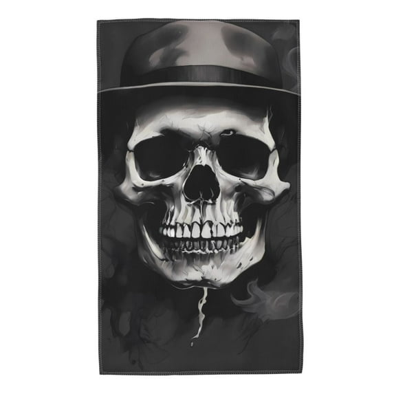 Kdxio Hand Towel Black White Hat Skull for Bathroom Kitchen Fingertip Bath Towels 27.5 x 16 Inch Home Hotel Gym Laundry Room